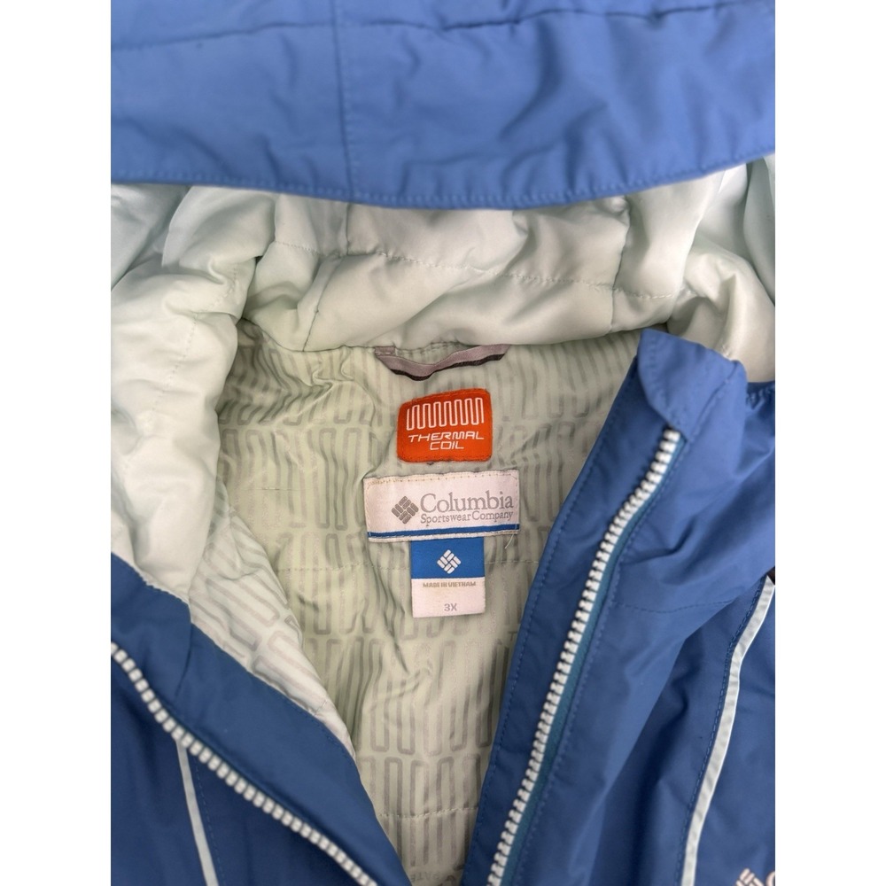 Columbia Thermal Coil Hooded Jacket Women's 3X Blue Winter Coat Insulated - Picture 2 of 12